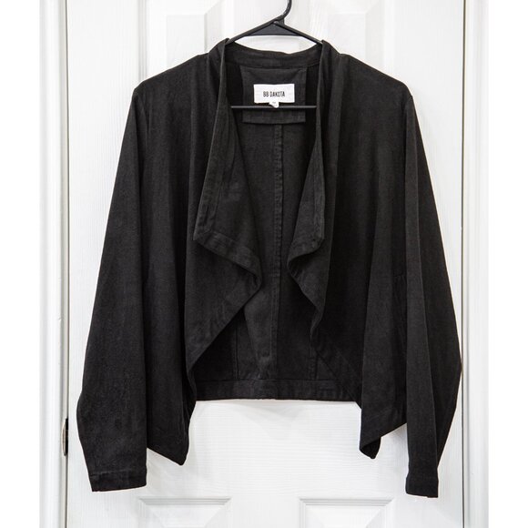 BB Dakota Faux Suede Black Slouchy Jacket, size M - Picture 2 of 7